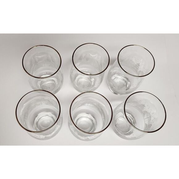 Libbey Arby's Christmas Etched Vintage 10oz Pinecone Gold Rim Glasses Lots Of 6 - Picture 7 of 9